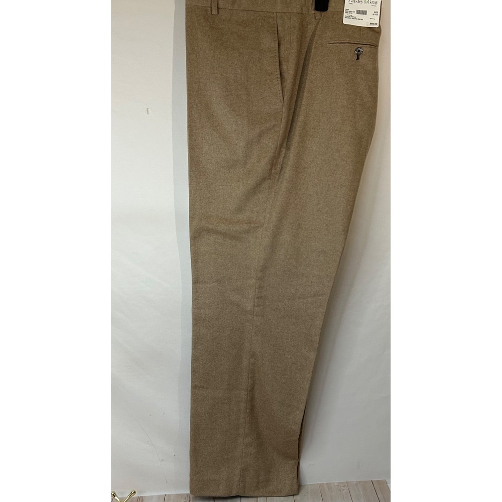 Paisley & Gray Beige Flat Front Wool Poly Blend Solid Dress Pants Size 50/32 Big - Picture 8 of 13